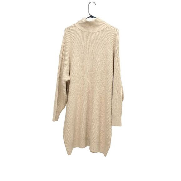 NWT Tan Mock Neck Quarter Zip Mini Sweater Shift Dress - Picture 10 of 13